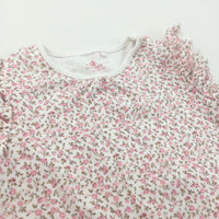Flowers Pink & White Jersey Romper - Girls 18-24 Months