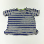 Blue & Grey Striped T-Shirt - Boys 9-12 Months
