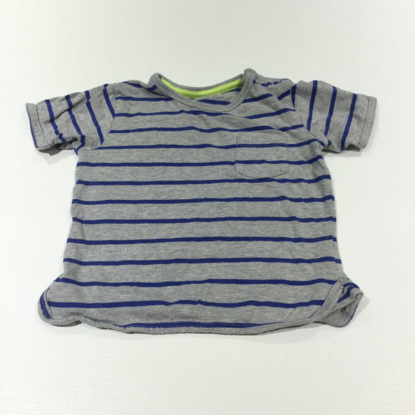 Blue & Grey Striped T-Shirt - Boys 9-12 Months