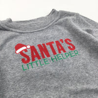 'Santa's Little Helper' Green & Grey Long Sleeve Christmas Bodysuit - Boys/Girls 6-9 Months