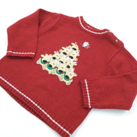 Baby Reindeer Red Knitted Christmas Jumper - Boys/Girls 18-24 Months