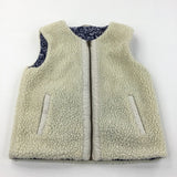 Birds Navy & White Reversible Gilet - Girls 11-12 Years