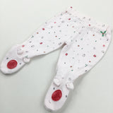 Christmas Scenes White Jersey Trousers with Enclosed Feet - Boys/Girls Newborn