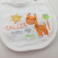 'Taller Every Day' Giraffe Embroidered Bib - Boys/Girls Tiny Baby
