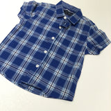 Blue Checked Cotton Shirt - Boys 9-12 Months