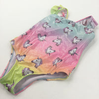 Unicorns Colourful Sparkly Swimming Costume - Girls 2-3 Years