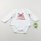 **NEW** 'Merry Christmas' Reindeer Red & White Long Sleeve Bodysuit - Boys/Girls 6 Months