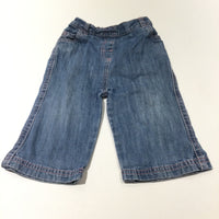 Light Blue Lightweight Denim Jeans with Pink Stitching - Girls 9-12 Months