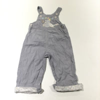 'My Little Circus' Dumbo Appliqued & Embroidered Light Mushroom Corduroy Dungarees - Boys 9-12 Months