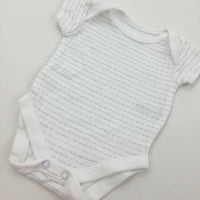 Grey and White Striped Short Sleeve Bodysuit - Boys/Girls Tiny Baby