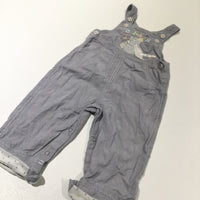 'My Little Circus' Dumbo Appliqued & Embroidered Light Mushroom Corduroy Dungarees - Boys 9-12 Months