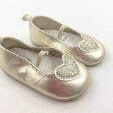 Glittery Hearts Gold Shoes - Girls 6-9 Months