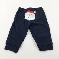 Santa Appliqued (On Bottom) Navy Lightweight Jersey Christmas Trousers - Boys/Girls 6-9 Months