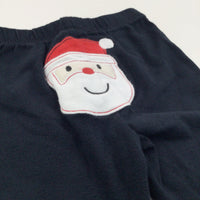 Santa Appliqued (On Bottom) Navy Lightweight Jersey Christmas Trousers - Boys/Girls 6-9 Months