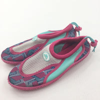 Patterned Pink, White, Blue and Navy Beach Shoes - Girls - Shoe Size 3