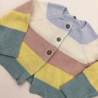 **NEW** Pastel Colourblock Knitted Cardigan - Girls 3-6 Months