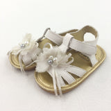 Bows & Beads White Sandals - Girls - Shoe Size 2 (6-9 Months)