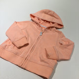 Pale Orange Zip Up Hoodie Sweatshirt - Girls 9-12 Months