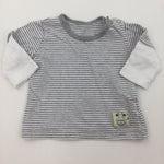 Grey and White Stripe Layered Look Long Sleeve Top - Boys Tiny Baby