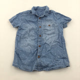 Sailing Boats Blue Denim Effect Cotton Shirt - Boys 18-24 Months