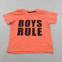 'Boys Rule' Neon Orange T-Shirt - Boys 18-24 Months