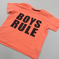 'Boys Rule' Neon Orange T-Shirt - Boys 18-24 Months