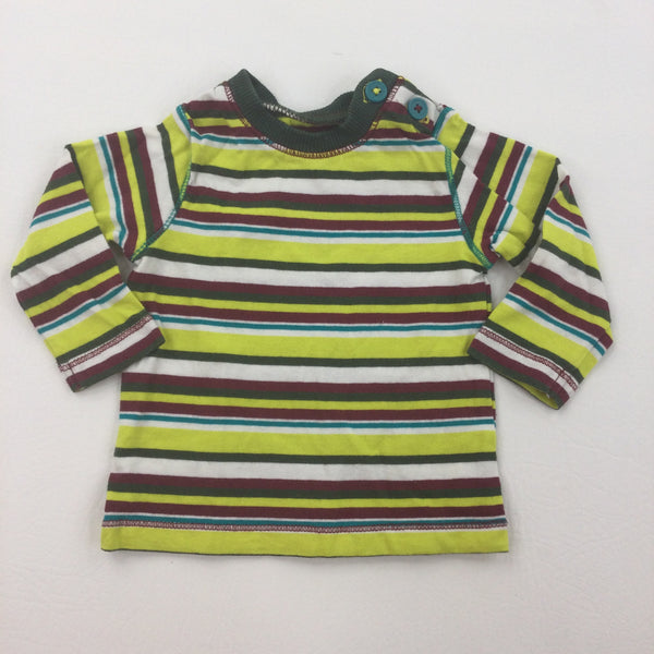 Lime, Burgundy, White and Green Stripe Long Sleeve Top - Boys Newborn