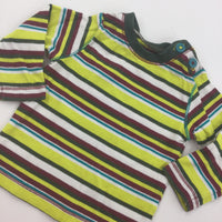 Lime, Burgundy, White and Green Stripe Long Sleeve Top - Boys Newborn