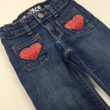 Hearts Embroidered Flare Jeans - Girls 12-18 Months