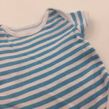 Blue and White Stripe Short Sleeve Bodysuit - Boys Tiny Baby