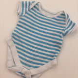 Blue and White Stripe Short Sleeve Bodysuit - Boys Tiny Baby