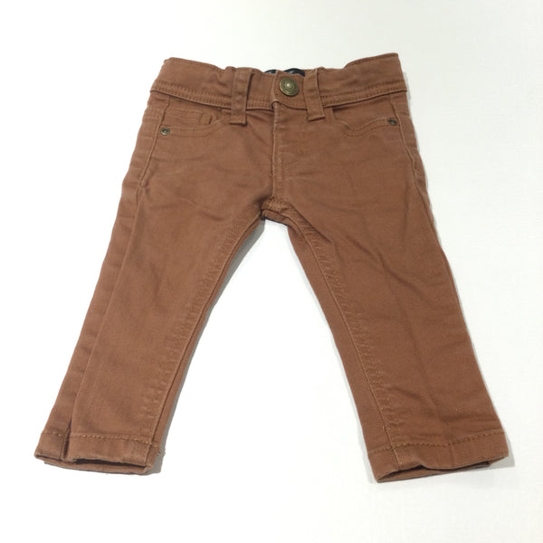Tan Denim Jeans with Adjustable Waistband - Boys 6-9 Months