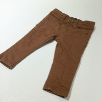 Tan Denim Jeans with Adjustable Waistband - Boys 6-9 Months