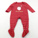 'Santa Squad' Father Christmas Appliqued Red & White Babygrow with Non-Slip Feet - Boys/Girls 9-12 Months