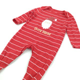 'Santa Squad' Father Christmas Appliqued Red & White Babygrow with Non-Slip Feet - Boys/Girls 9-12 Months