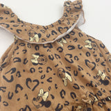 Minnie Mouse Animal Print Brown Jersey Playsuit - Girls 2-3 Years