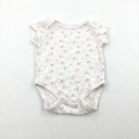 Flowery Pink & White Short Sleeve Bodysuit - Girls Newborn