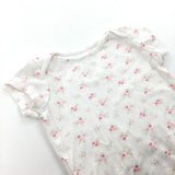 Flowery Pink & White Short Sleeve Bodysuit - Girls Newborn