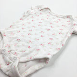 Flowery Pink & White Short Sleeve Bodysuit - Girls Newborn