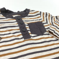 Cream, Brown & Tan Striped Long Sleeve Top - Boys 3-6 Months