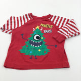 'Monster Xmas' Christmas Tree Red Long Sleeve Top - Boys/Girls 18-24 Months