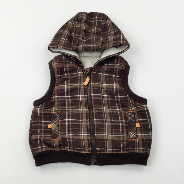 Brown Checked Gilet - Boys 12-18 Months