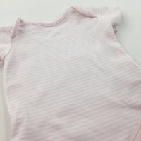 Pink and White Stripe Short Sleeve Bodysuit - Girls Newborn