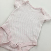 Pink and White Stripe Short Sleeve Bodysuit - Girls Newborn