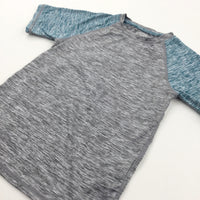 Blue & Grey Mottled Sports Style T-Shirt - Boys 5-6 Years