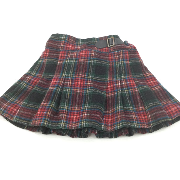 Tartan Style Warm Lined Polyester Skirt with Adjustable Waistband - Girls 3-4 Years