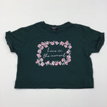 'Live In The Moment' Dark Green T-Shirt - Girls 12-13 Years