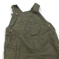 Palm Trees Khaki Green Cotton Short Dungarees - Boys 6-9 Months