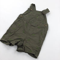 Palm Trees Khaki Green Cotton Short Dungarees - Boys 6-9 Months