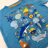 'Rock Pool Party' Colourful Sea Life Blue T-Shirt - Boys 12-18 Months